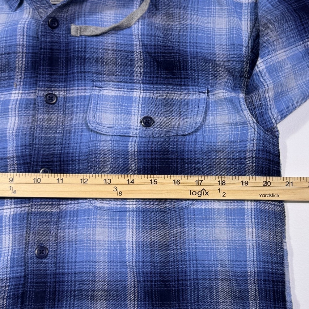 American Eagle Super Soft Flannel Shirt Removable Hood Mens Small Blue Button Up - Picture 6 of 6